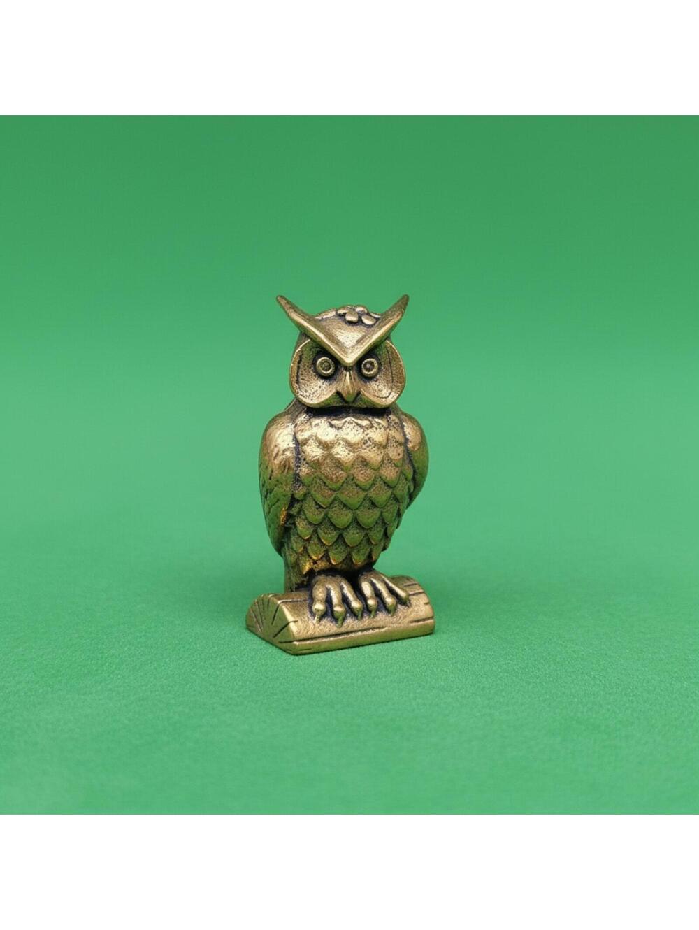 Brass Owl Miniature Figurine Sculpture